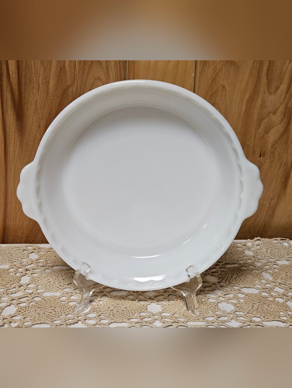 Pyrex White Milk Glass 8 1/2" Fluted Edge Pie Plate Baking Dish #228